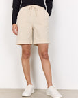 Bermuda Shorts in Leinenoptik in Creme