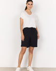 Bermuda Shorts in Leinenoptik in Schwarz