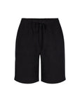 Bermuda Shorts in Leinenoptik in Schwarz