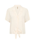 Bluse mit Knoten in der Taille in Creme