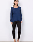 *Weicher Pullover in Blau-meliert