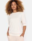 Banushirt mit gerafften Ärmeln in Creme