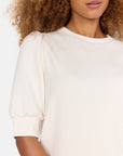 Banushirt mit gerafften Ärmeln in Creme