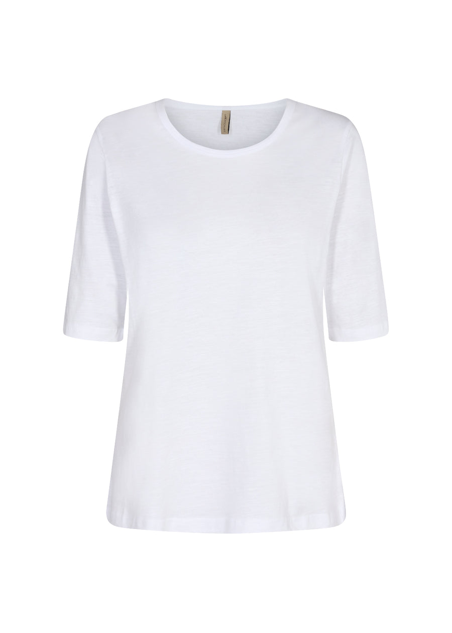 Basic T-Shirt mit längeren Ärmeln in weiß