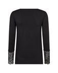 Langarmshirt mit Spitzendetails in Schwarz