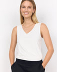 Top mit V-Ausschnitt in Weiß