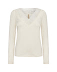 Longshirt mit Spitze in Creme