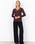 Longshirt mit Spitze in Aubergine