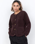 Teddy Jacke mit Knöpfen in Schokobraun