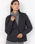 Soft-Blazer mit Fischgrätenmuster in Grau