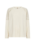 Sweartshirt in Creme mit Spitze an den Schultern