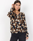 * Blumenprint Bluse mit V-Ausschnitt
