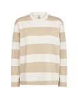 Longshirt mit Streifen in Creme/Beige