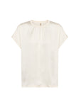 Kurzarm Glanz-Bluse mit gerafftem Ausschnitt