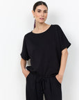 Banu Shirt mit Kordelzug in Schwarz