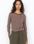 Langarmshirt mit Streifen in creme/braun