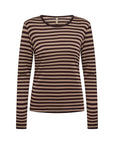 Langarmshirt mit Streifen in creme/braun