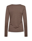 Langarmshirt mit Streifen in creme/braun