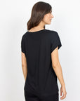 Basic Shirt mit V-Ausschnitt in Schwarz