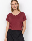 Basic Shirt mit V-Ausschnitt in Blutrot
