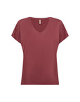 Basic Shirt mit V-Ausschnitt in Blutrot