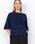 Pullover mit mittellangen Ärmeln und weicher Textur in Blau