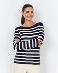 *Ripp-Pullover mit geradem Saum in Navy