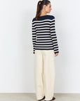 Ripp-Pullover mit geradem Saum in Navy
