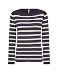 Ripp-Pullover mit geradem Saum in Navy