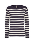 *Ripp-Pullover mit geradem Saum in Navy
