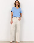 Moderne Jeans mit weitem Bein in Creme