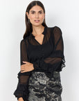 * Transparente Bluse mit eleganten Rüschen n Schwarz