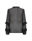 * Transparente Bluse mit eleganten Rüschen n Schwarz