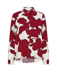 Bluse mit abstraktem Blumendruck in Rot