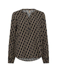 Edle Bluse mit V-Ausschnitt & geometrischem Print