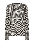 Bluse mit faltiger Manschette und Zebradruck