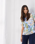 Kurzarmbluse mit Paisleymuster