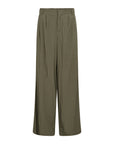 Hose mit weitem Bein und glatter Textur in Olive