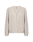Strickjacke mit zarter Spitzenborte