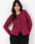 Plus Size Strickjacke mit Knopfleiste in Rhododendron