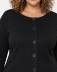 Plus Size Strickjacke mit Knopfleiste in Schwarz