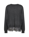 Pullover mit Spitzenbesatz am Saum in Anthrazit