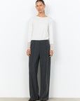 feine Hose mit weitem Beinschnitt in Anthrazit