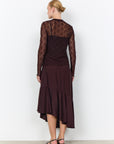 Longshirt mit Spitzenstruktur in Aubergine