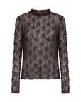 Longshirt mit Spitzenstruktur in Aubergine