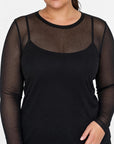 Plus Size Mesh Shirt in Schwarz
