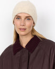 Gerippte Woll-Mütze in beige-meliert