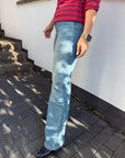 Y33 Mittelblaue Wide Leg Jeans High Waist