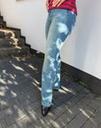 Y33 Mittelblaue Wide Leg Jeans High Waist