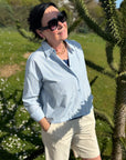 Bermuda Shorts in Leinenoptik in Creme
